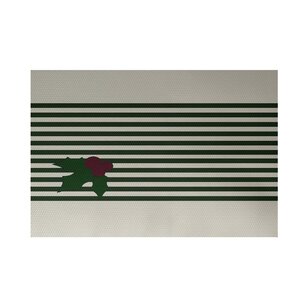Holly Stripe Decorative Holiday Stripe Print Green Indoor/Outdoor Area Rug