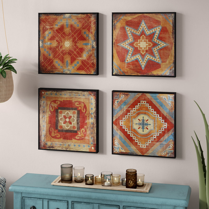 Leclair Gel Coated Decor Box 4 Piece Wall Décor Set - Moroccan Wall Decorations