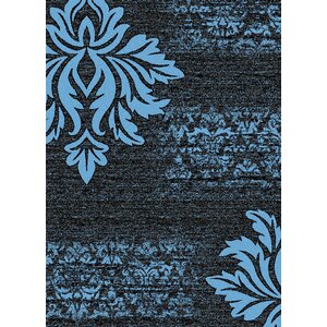 Floret Blue/Gray/Black Area Rug