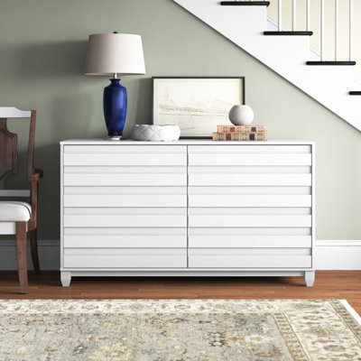 ( Color Black ) Alsey 6 Drawer 58" W Solid Wood Double Dresser