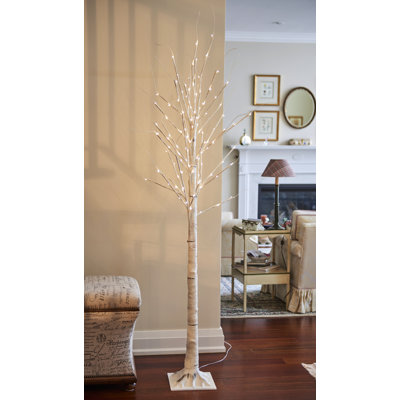 Birch Tree On Metal Base In/Outdoor with LED Lights with 8 Lighting Modes
