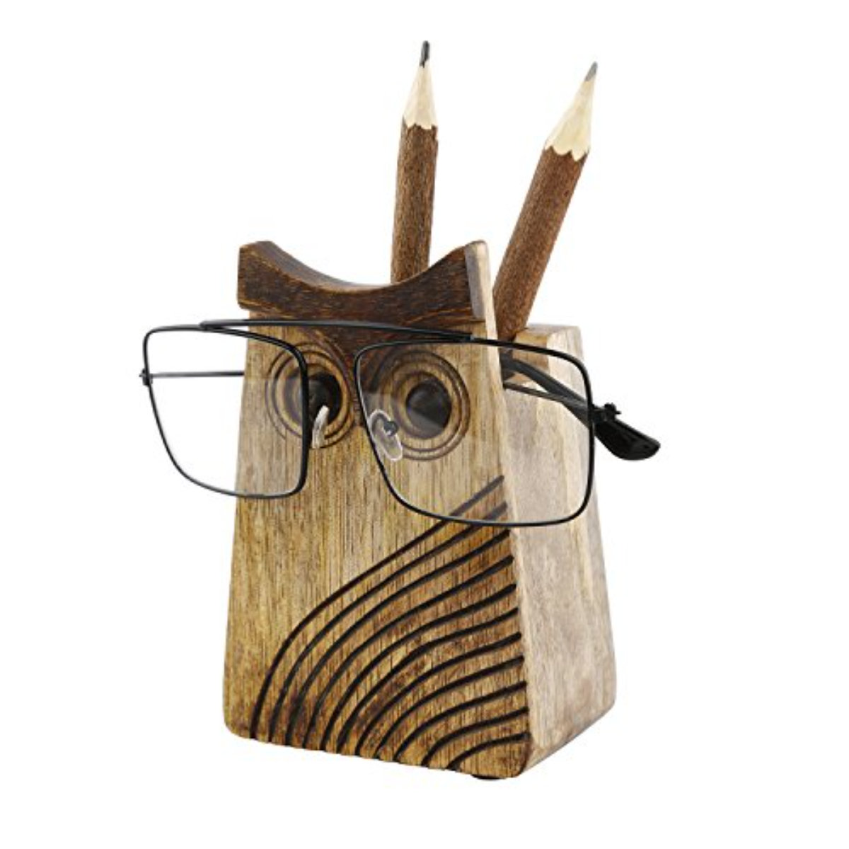 Millwood Pines Spectacle Holder Wooden Eyeglass Stand Owl Shaped