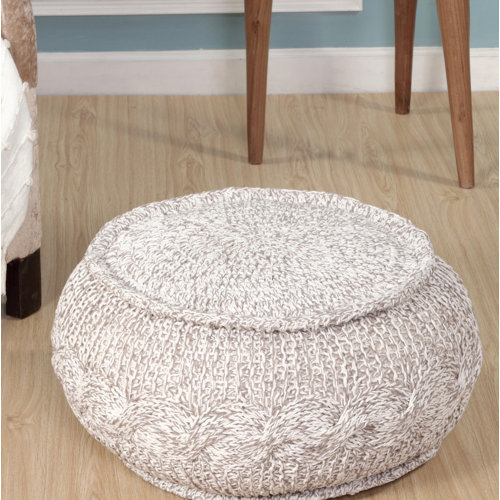 August Grove Hawley Melange Cable Knit Pouf Ottoman Reviews Hawley Melange Cable Knit Pouf Ottoman