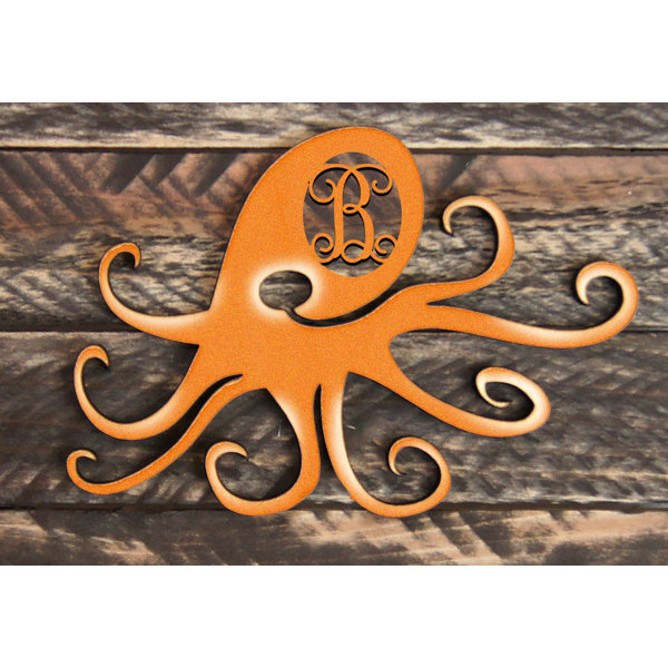 Amonogramartunlimited Octopus Vintage Rustic Single Letter Wooden Shape Wall Decor Wayfair