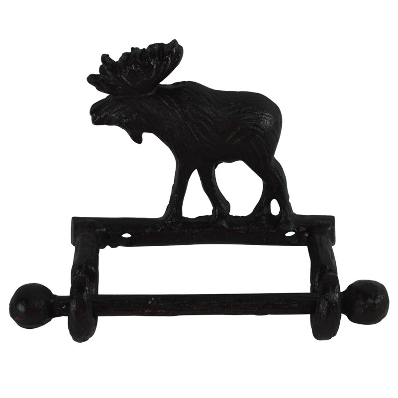 Rustic Wall Moose Bath Towel Ring Holder Kitchen Hanger Metal Brown Home Decor
