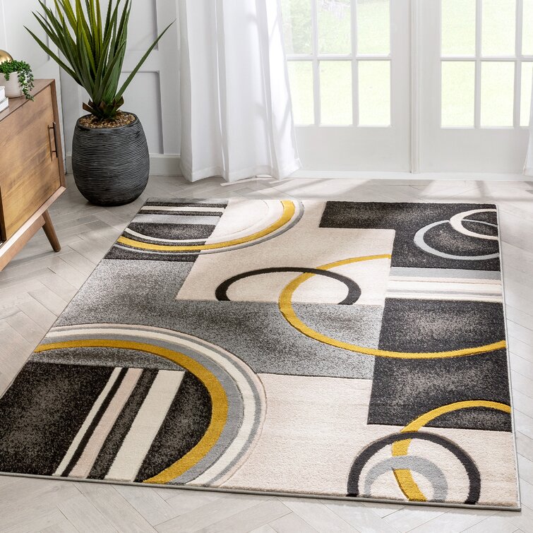 Well Woven Vettore Magari Modern Abstract Gold Area Rug 7'10 x 10'6 