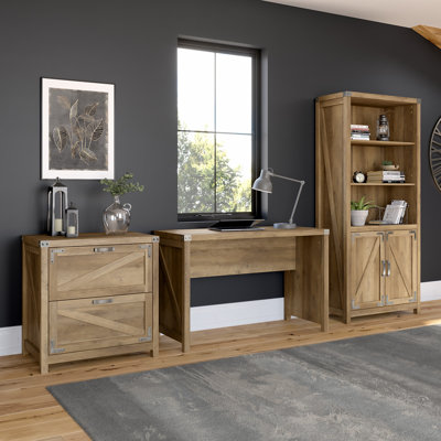 Kathy Ireland Home By Bush Furniture Cottage Grove 48W Farmhouse Writing Desk With Lateral File Cabinet And 5 Shelf Bookcase In Reclaimed Pine Kathy Kathy Ireland Home By Bush Furniture Cottage Grove 48W Farmhouse Writing Desk With Lateral File Cabinet And 5 Shelf Bookcase In Reclaimed Pine Kathy