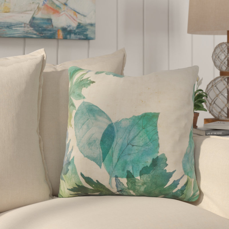 Bay Isle Home Westmont Watercolor Leaves Down Filled Throw Pillow
