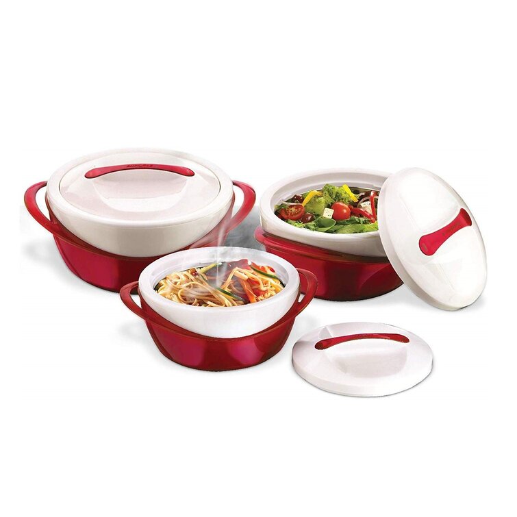 3pc Hot Cold Casserole Pot Pan Set Thermal Insulated Serve Dish Food Warm Freeze