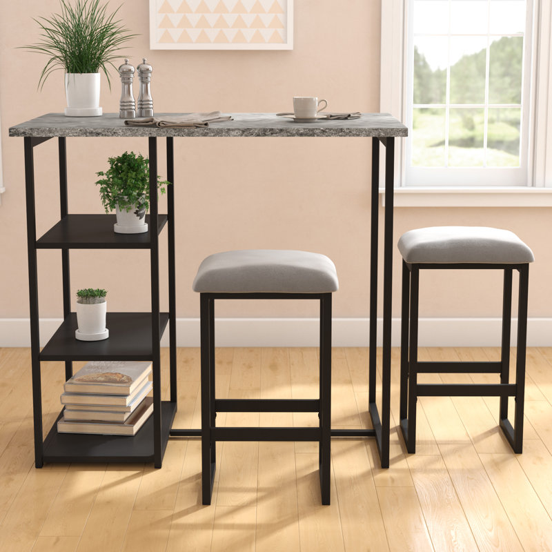 Mercury Row Denham 3 Piece Grey Pub Table Set & Reviews | Wayfair Mercury Row Denham 3 Piece Grey Pub Table Set & Reviews | Wayfair