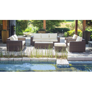 6-tlg. Polyrattan-Loungesofa-Set mit Kissen von ..