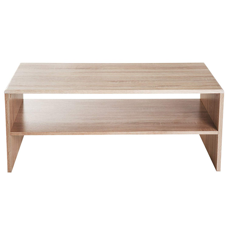 Ebern Designs Pliner 2 Tier Simple Modern Indoor Storage Rectangular Pliner 2 Tier Simple Modern Indoor Storage Rectangular Living Room Coffee Table Oak