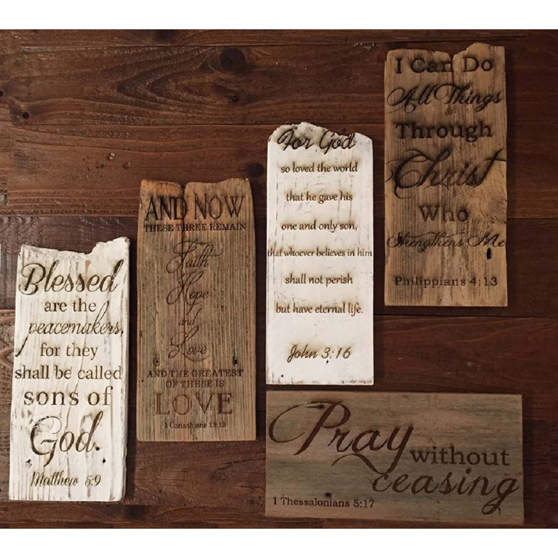 Loon Peak Scripture Engraved Wood Plank White 1 Timothy 4 12 Wall