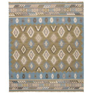 Norwell Wool Dark Baby Blue/Olive Area Rug