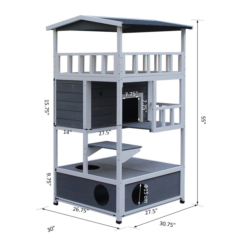 Tucker Murphy Pet Maud 4 Floor Outdoor Cat House Wayfair