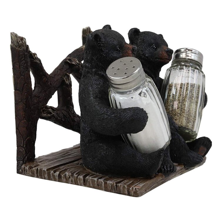 DeLeon Decorative Black Bears Kissing Napkin Holder Rustic Cabin Art 