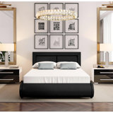 Lighted Headboard Beds You Ll Love In 2021 Wayfair Vidaxl bed frame with led light grey fabric 3ft single home bedroom furniture. lighted headboard beds you ll love in