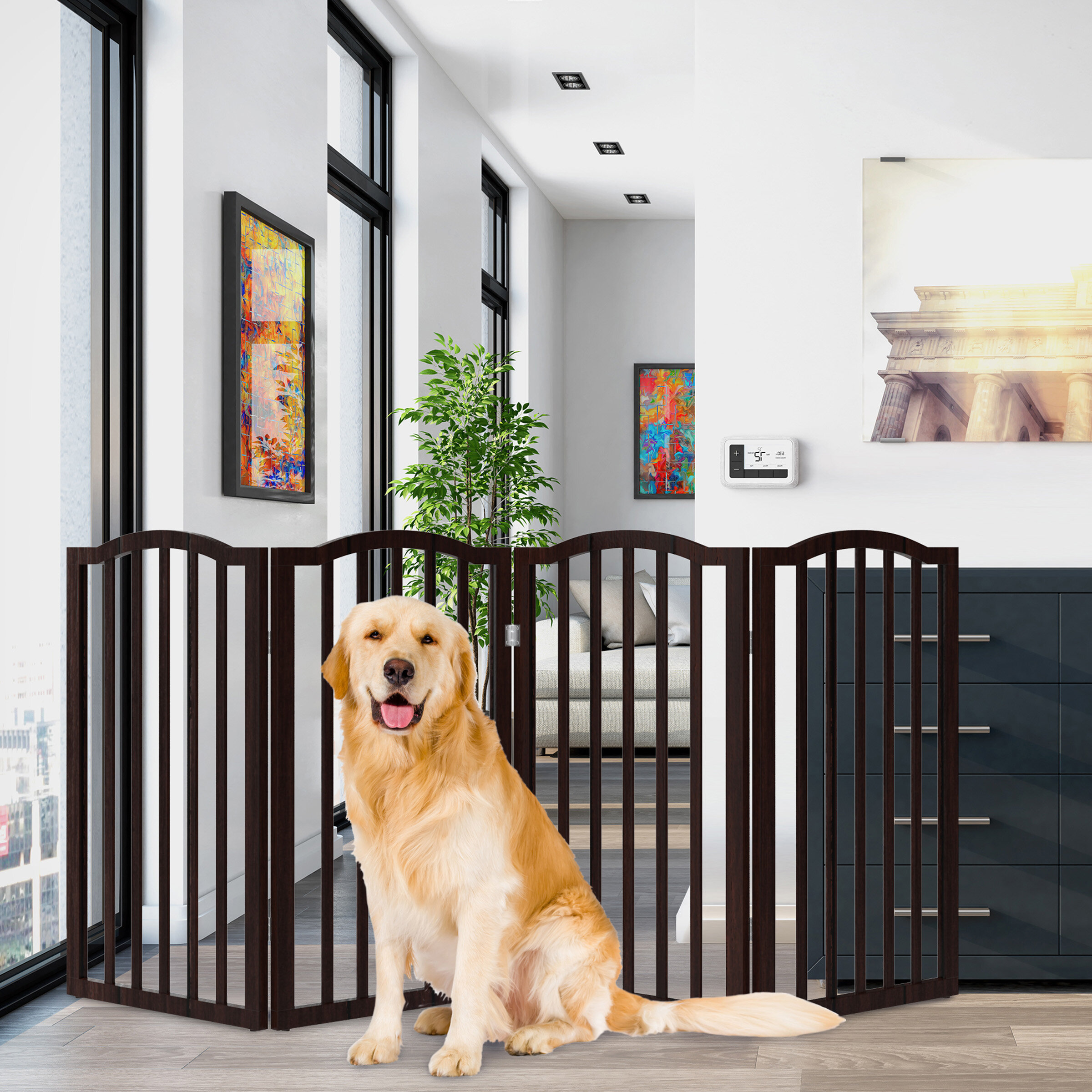 Petmaker 4-Panel Scalloped Free Standing Pet Gate & Reviews | Wayfair