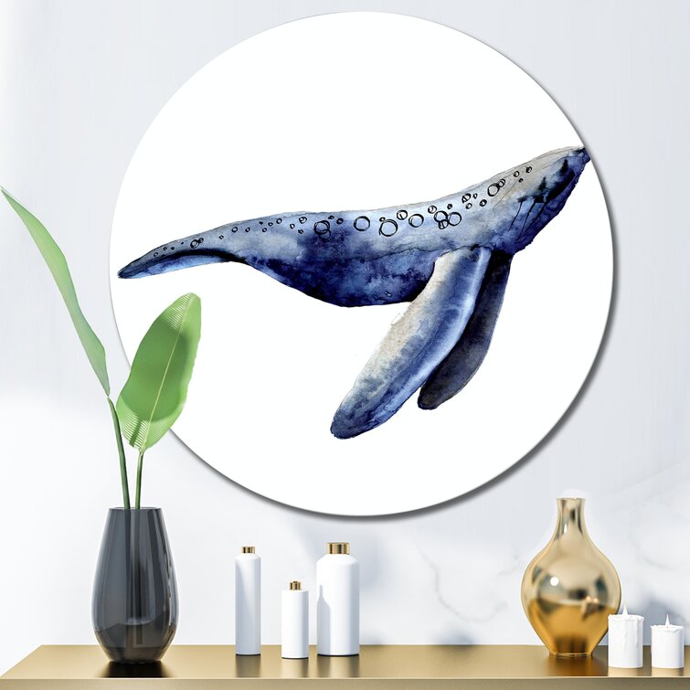 Sperm Whale Art 3 piece unframed Wall Art Navy Blue Nautical Bathroom Decor 