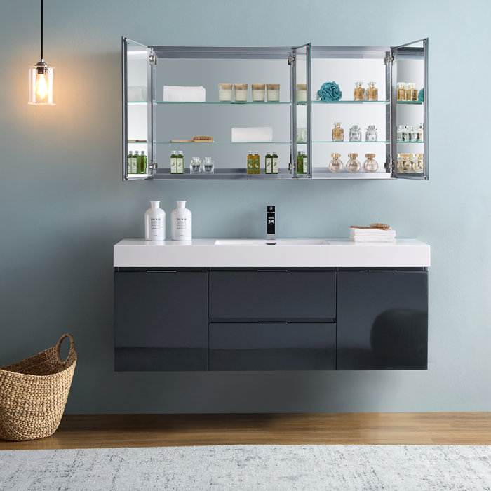 Fresca Valencia 60 Dark Slate Grey Wall Hung Modern Bathroom