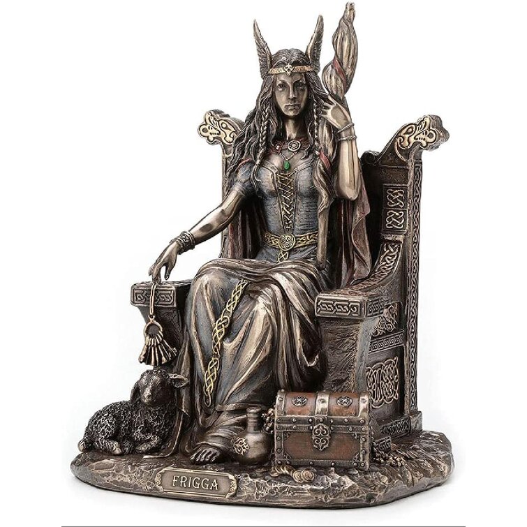 Frigga Norse Goddess Of Love Marriage and Destiny Sitting On Throne Statue 