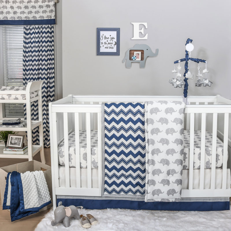 The Peanut Shell Eli Chevron 4 Piece Crib Bedding Set & Reviews Wayfair