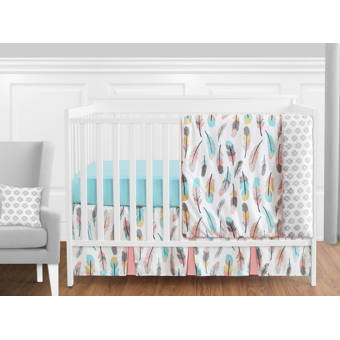 teal and grey crib bedding