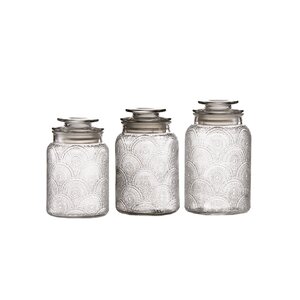 Glass 3 Piece Kitchen Canister Set