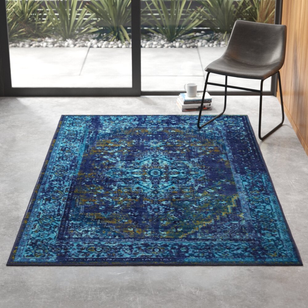 blue area rugs 5x7