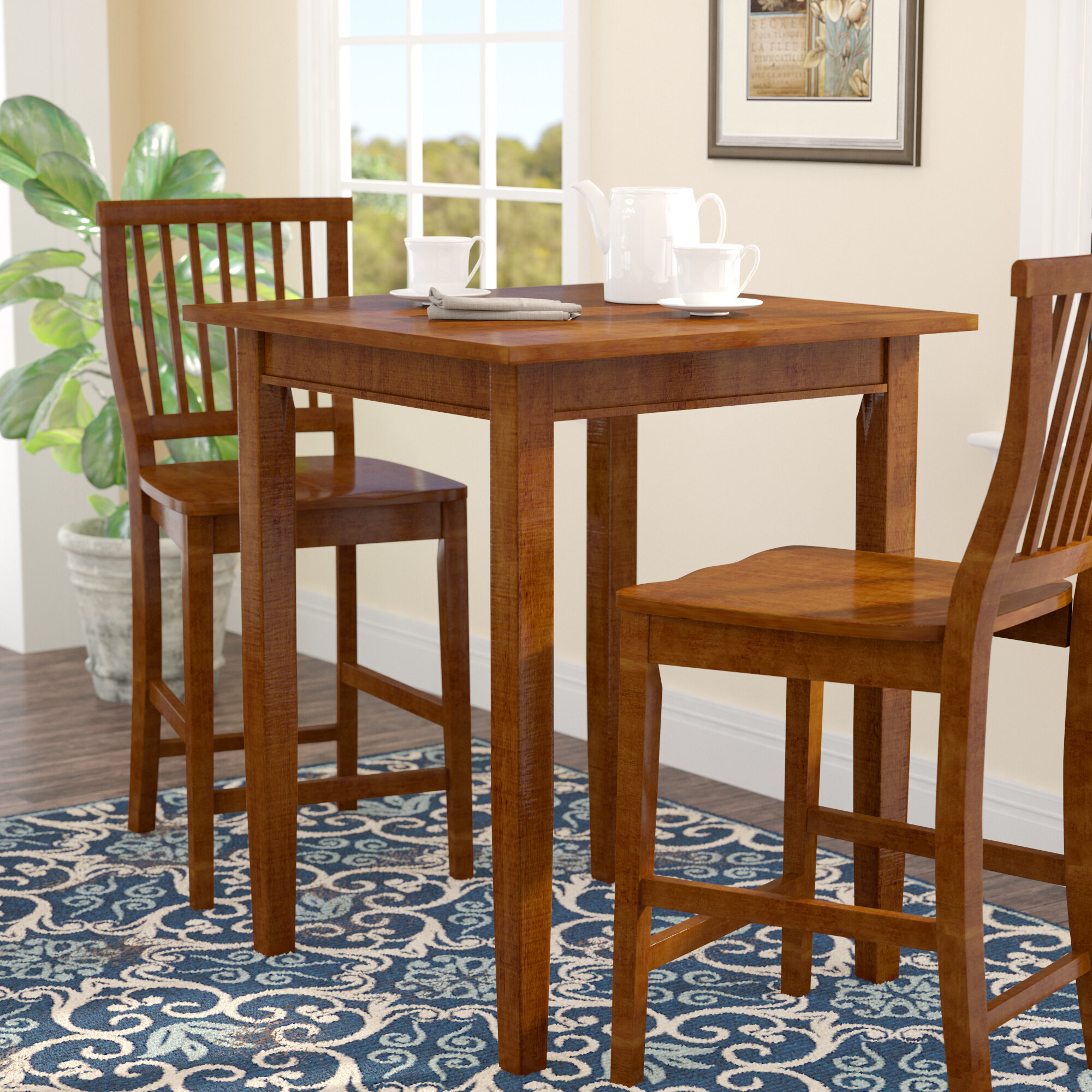 oak pub style table and chairs