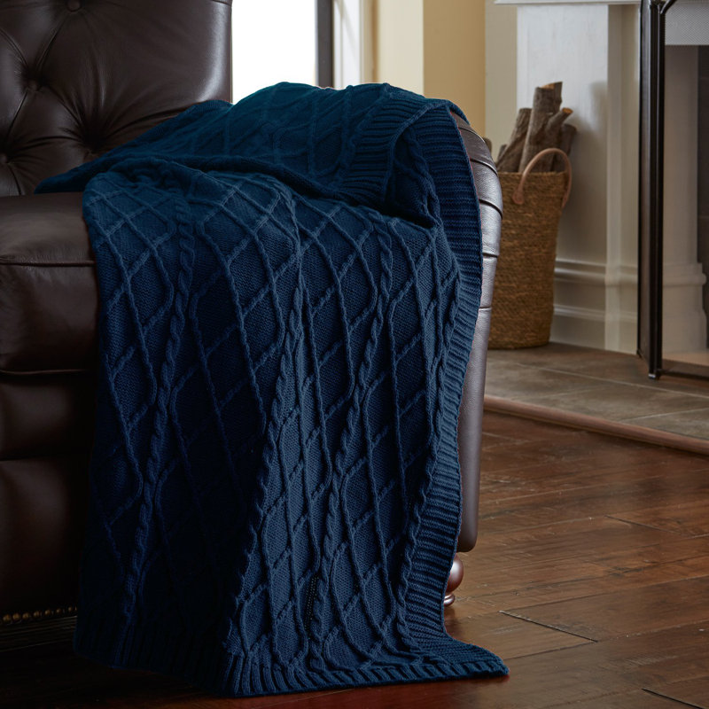 Dyllan Cable Diamond Knit Cotton Throw