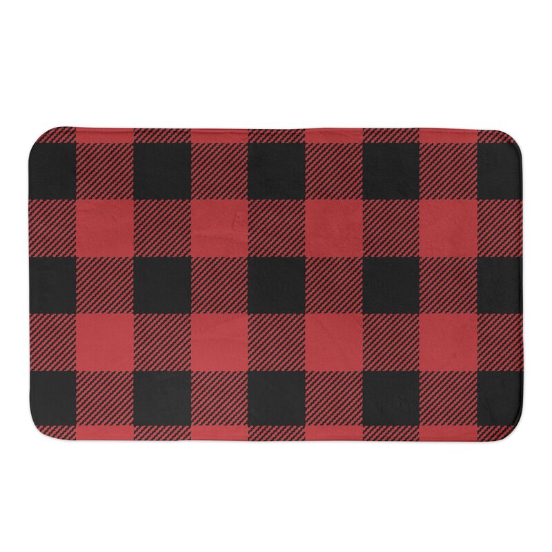 Red and Black Checkered Bath Mat and Rugs
