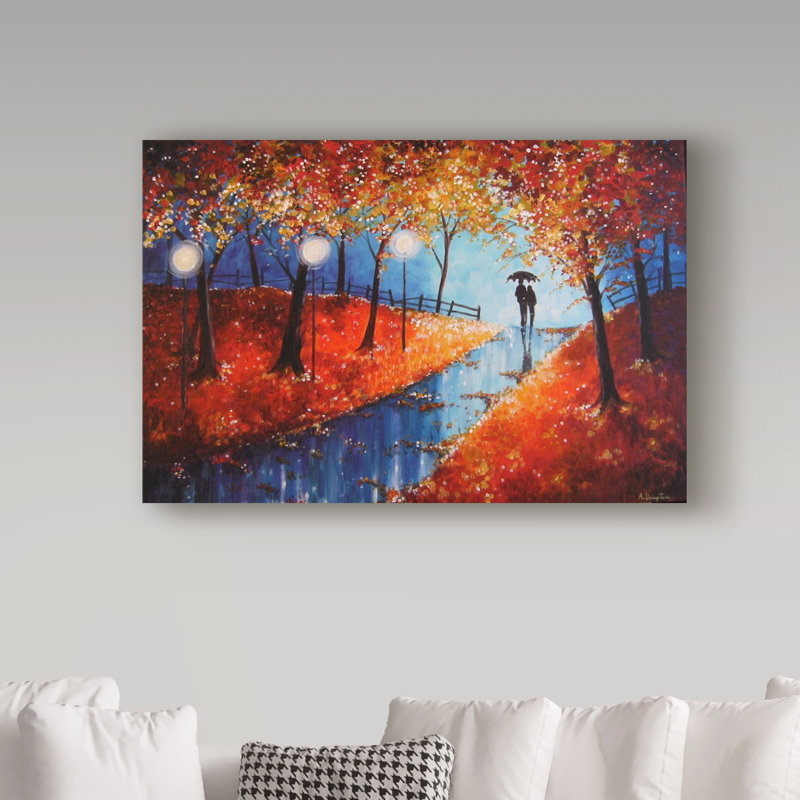 Trademark Art Autumn Evening Rain Watercolor Painting Print On