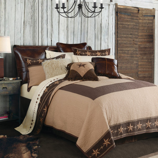 NEW Designs !! 7 Piece - Texas Star Western Cowboy Luxory Comforter Suede Set 