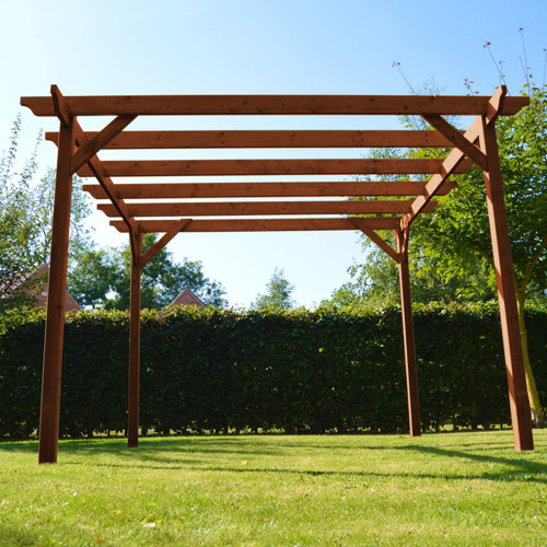 Pollitt Pergola Sol 72 Outdoor Colour: Rustic Brown, Size: 248cm H x 360cm W x 360cm D