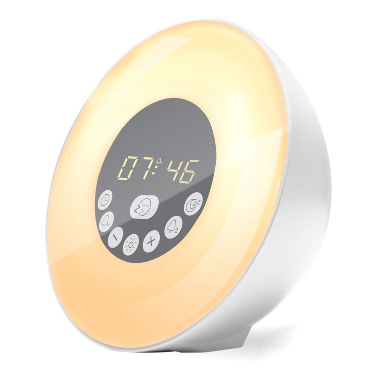Desktop Alarm Clock Wake Up Light FM Radio Touch Control Smart Snooze Function