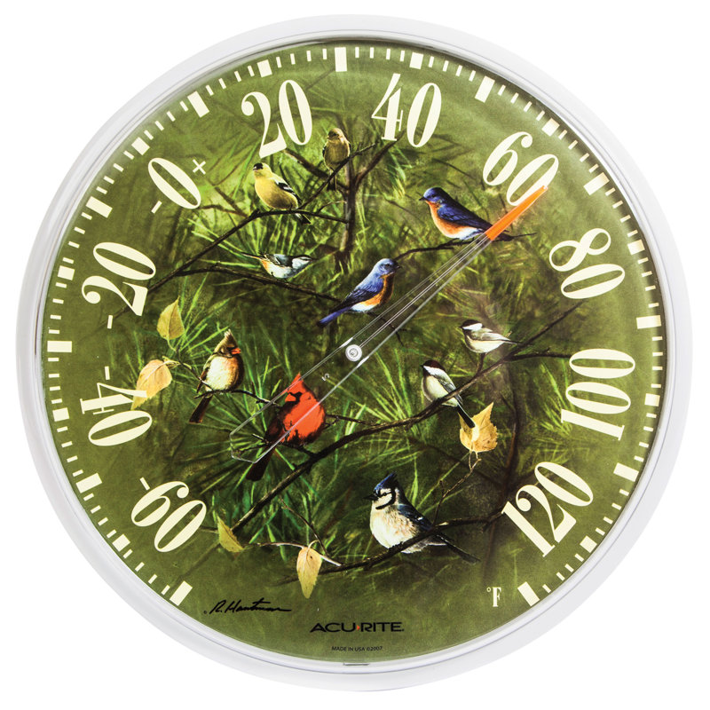 Evergreen Songbirds Dial Thermometer