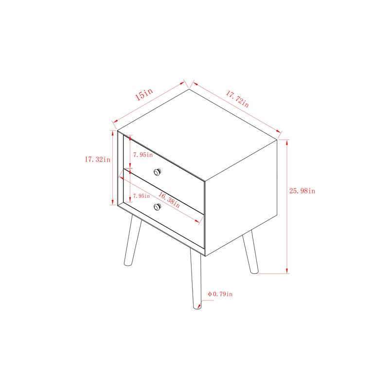 Corrigan Studio Furniture Flynn Mid Century Modern 2 Drawer Bedside Table 15 Inches Long X 18 Inches Wide X 26 Inches High Wayfair Ca