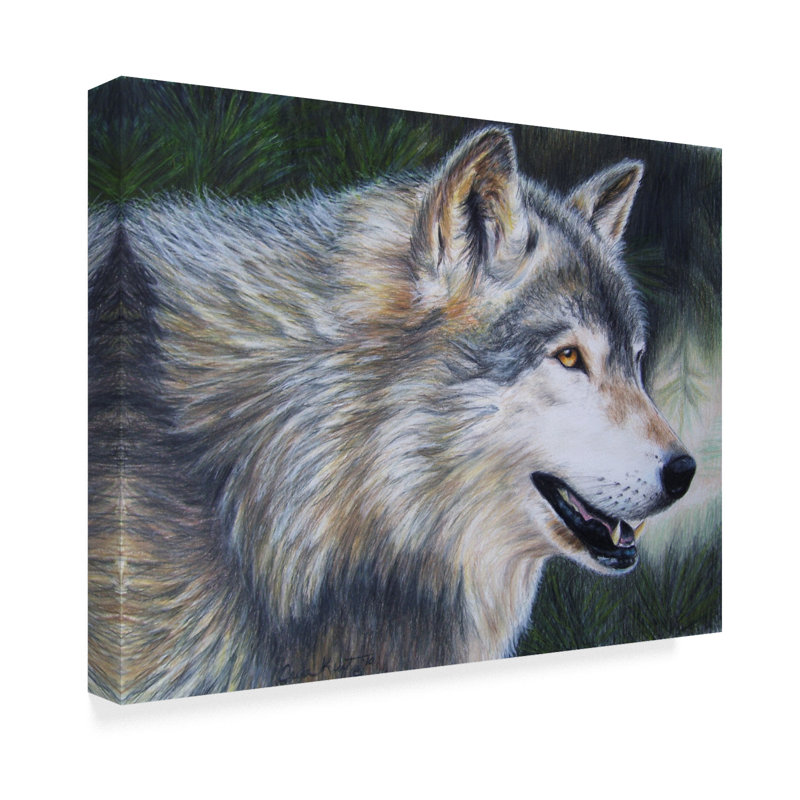 Millwood Pines Timber Wolf Dark Acrylic Painting Print On