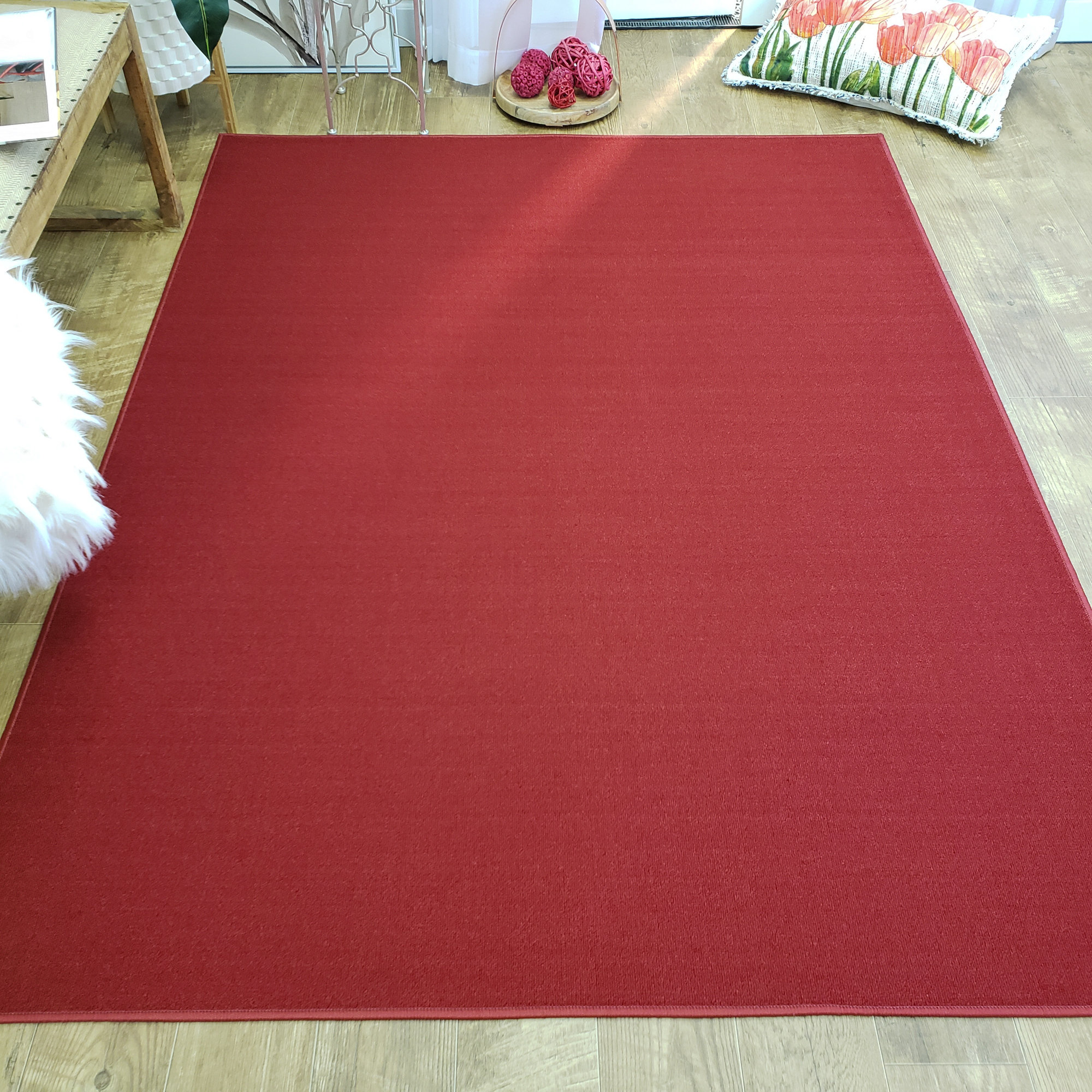 Zipcode Design Burrillville Solid Single Plain Red Area Rug Burrillville Solid Single Plain Red