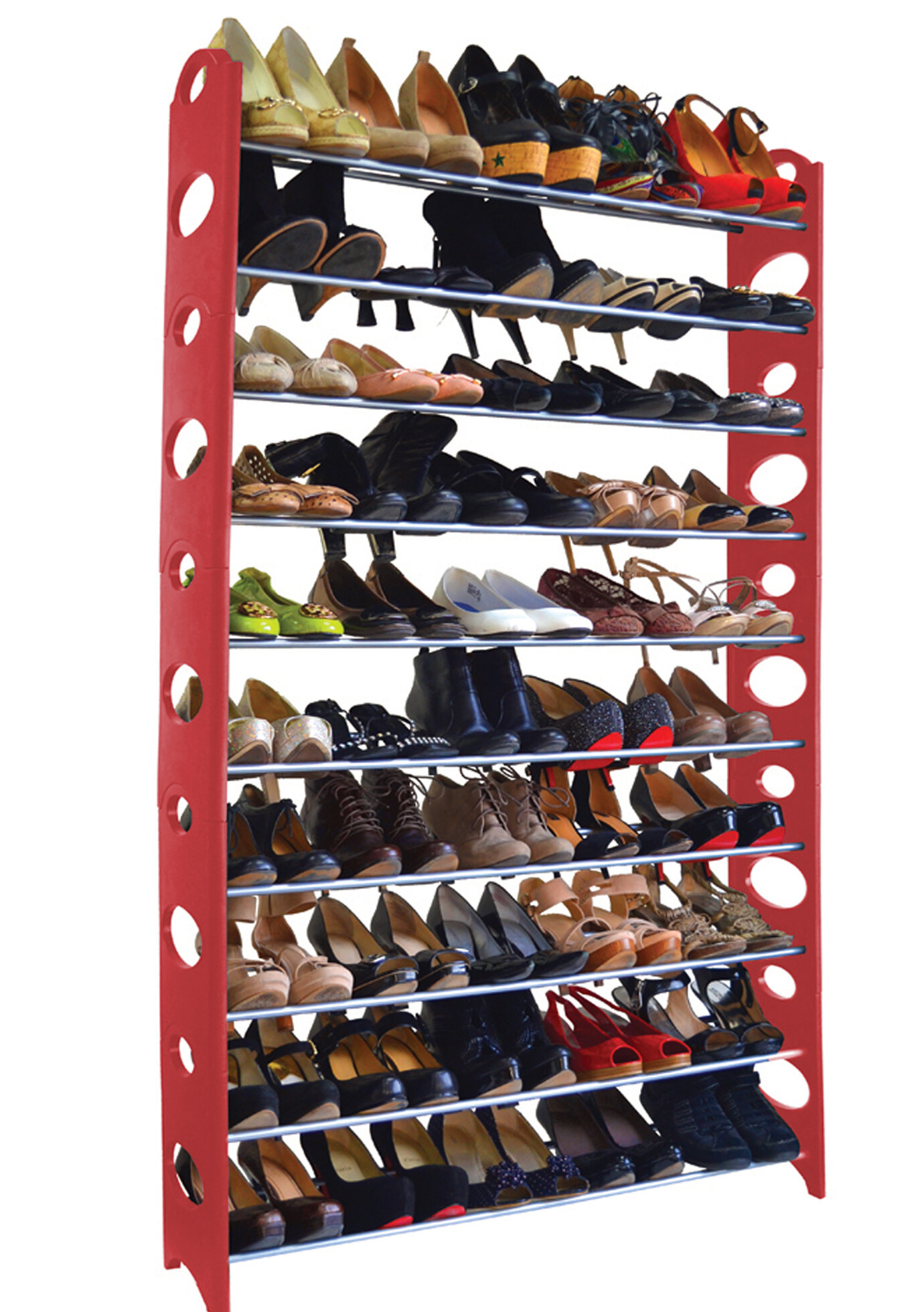 Rebrilliant Plastic And Metal 50 Pair Stackable Shoe Rack Reviews Wayfair Ca