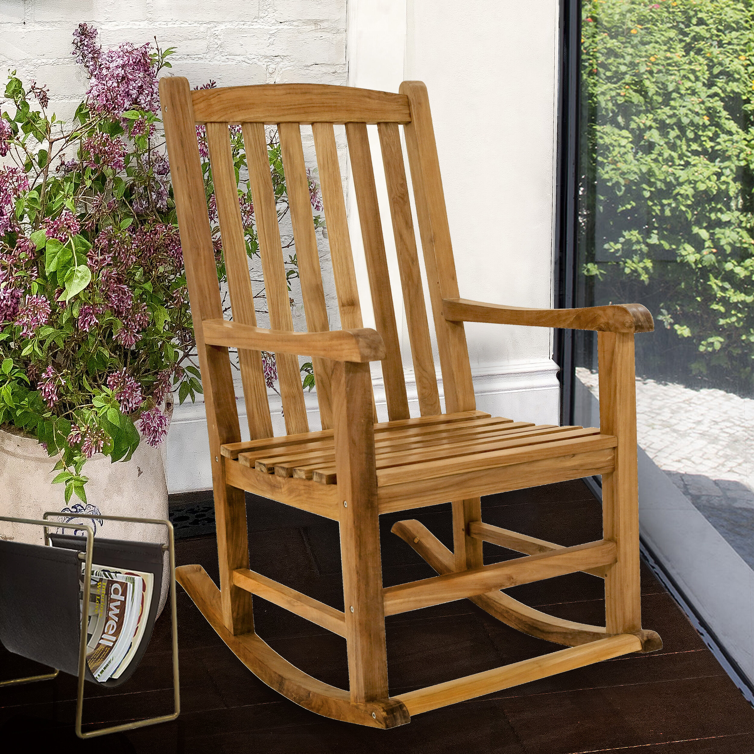 wooden garden rocking chair