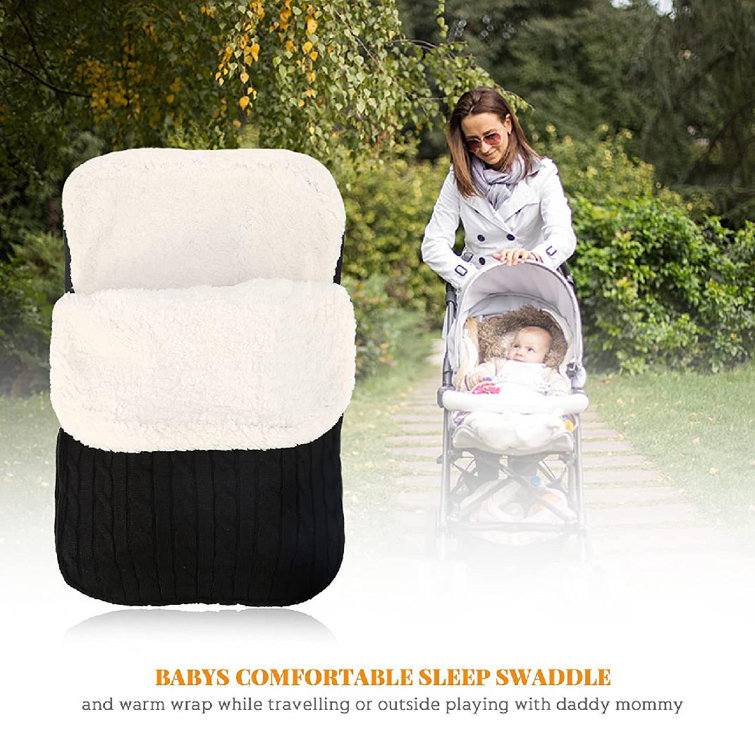 Newborn Baby Swaddle Blanket Wrap Thick Baby Kids Toddler Knit Soft Warm Fleece Lined Blanket Swaddle Sleeping Bag Sleep Sack Stroller Unisex Wrap for 0-12 Month White