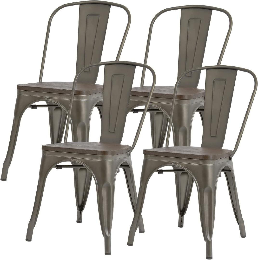 Williston Deriel Metal Slat Back Stacking Side Chair in Gun Wayfair