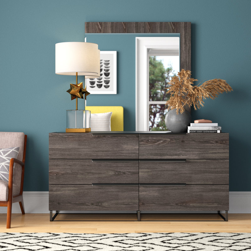 Mercury Row Saltz 6 Drawer Double Dresser With Mirror Reviews