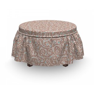 Ottoman Curls And Dots Ottoman Slipcover (Set Of 2) By East Urban Home