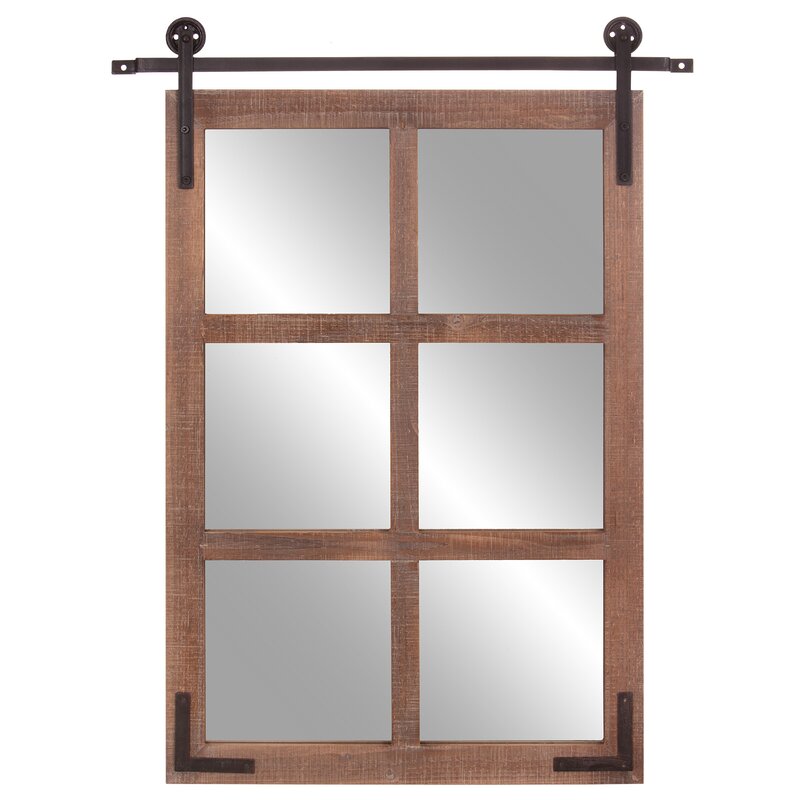 Gracie Oaks Aleena Sliding Barn Door Wood Window Wall Accent