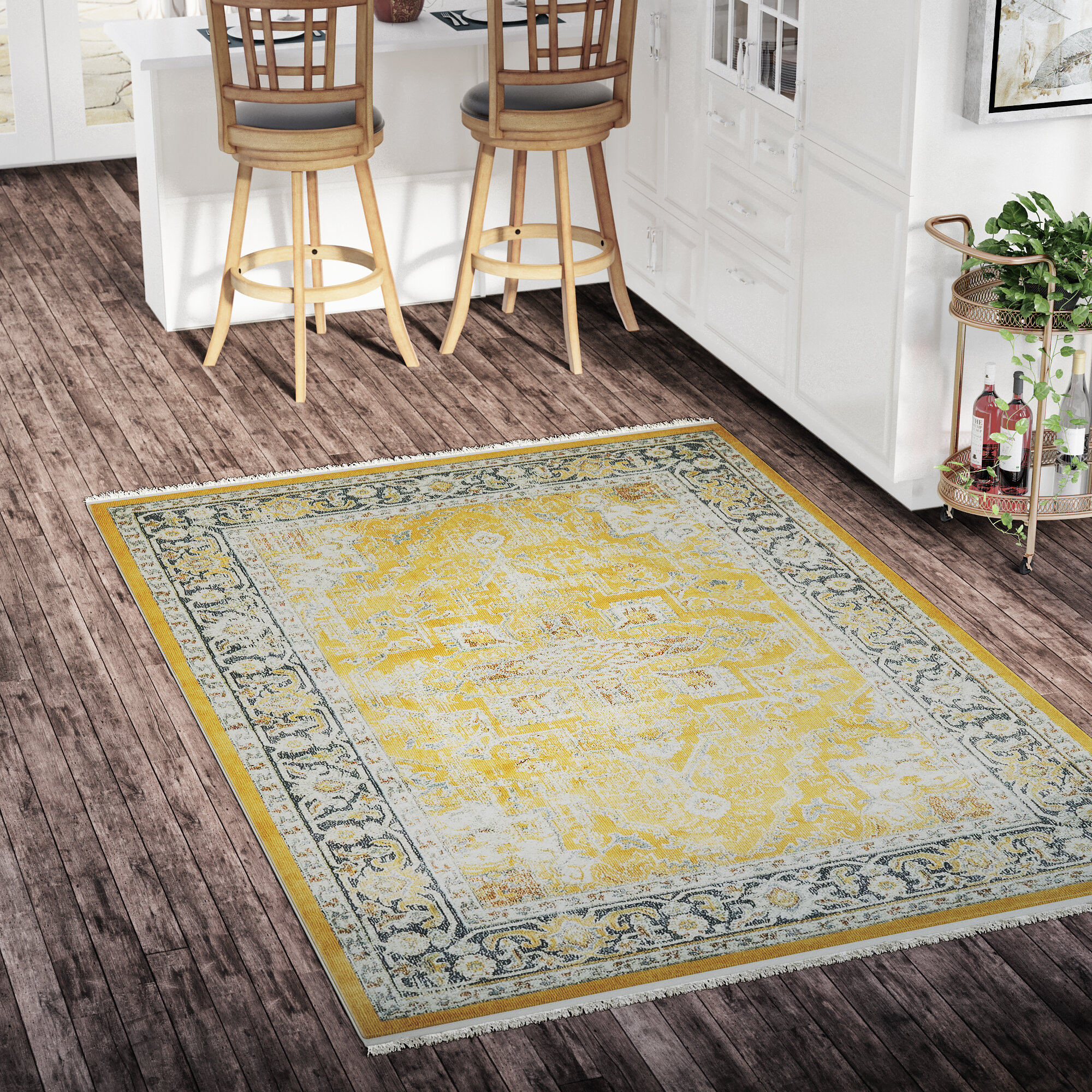 Bungalow Rose Lonerock Yellow Area Rug Reviews Wayfair