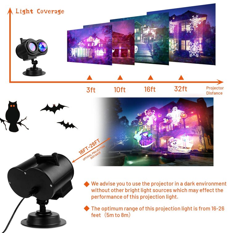 The Holiday Aisle Halloween Christmas Projector Lights Outdoor 2 In 1 3d Ocean Wave Patterns Outdoor Waterproof Projectors With Remote Timer Indoor For Holiday Party Garden Decorations 12 Slides 10 Colors Wayfair