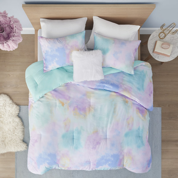Kids Teen Girls Blue Pink Purple Tie Dye Comforter Bedroom Bedding Set Queen 